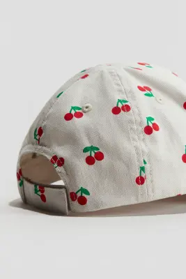 Casquette imprimée en coton - Blanc/cerises