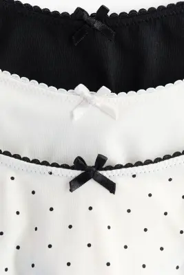 Lot de 3 culottes Thong en coton - Crème/pois