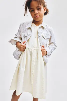 Robe sans manches en seersucker - Crème