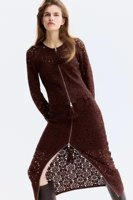 Jupe façon crochet - Marron foncé