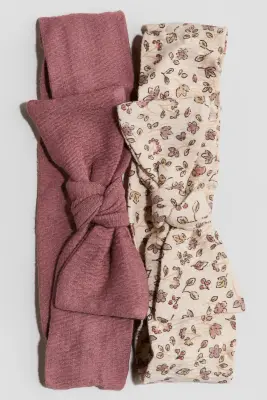 Lot de 2 bandeaux avec nœud - Rose ancien/fleuri