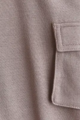 Pantalon jogger cargo à l'intérieur brossé - Taupe