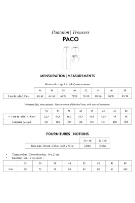 Patron papier pantalon PACO