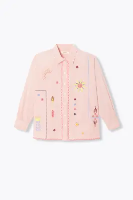 Chemise rayée brodée Femme