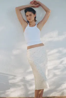 Slip skirt en viscose - Crème/fleuri