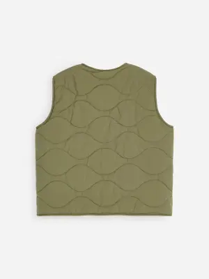 Gilet réversible - Vert kaki/Écru