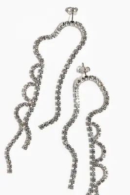 Boucles d'oreilles avec chaînes à strass - Argenté
