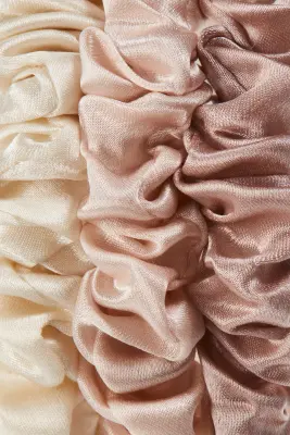 Lot de 3 chouchous en soie - Blanc/rose ancien/beige