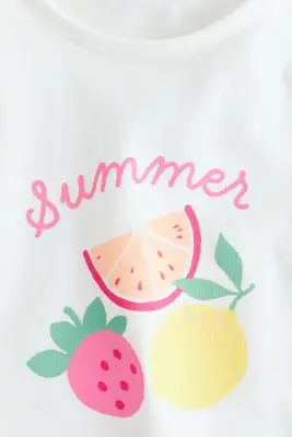 Top imprimé en coton - Blanc/Summer fruits