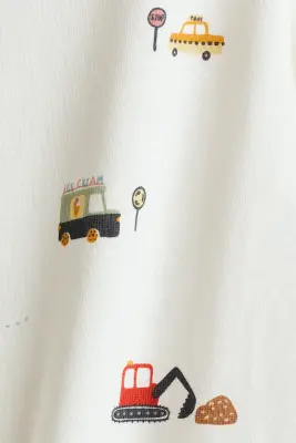 Pyjama imprimé en coton - Blanc/véhicules