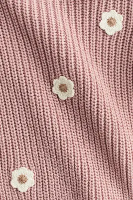 Ensemble 2 pièces en maille de coton - Rose ancien/fleurs