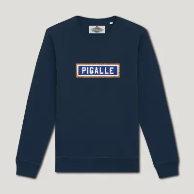 SWEAT-SHIRT COTON BIO BRODÉ - PIGALLE - NAVY