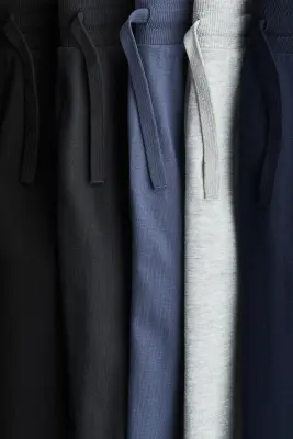 Lot de 5 pantalons jogger en jersey de coton - Noir/bleu