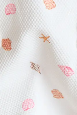 Maillot de bain volanté - Blanc/coquillages