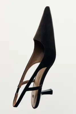Escarpins à bride arrière avec talon kitten heel - Marron foncé