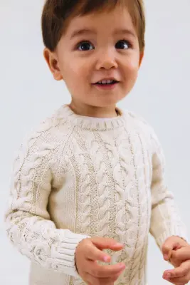 Ensemble 2 pièces en maille de coton - Beige clair