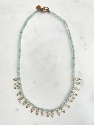 Nouveau ! BOHEMIAN RHAPSODIE PARIS Collier Saul Aigue Marine
