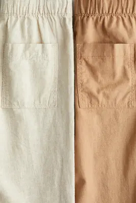 Lot de 2 pantalons en lin mélangé - Beige clair/beige foncé