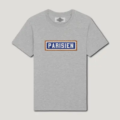 T-SHIRT COTON BIO BRODÉ - PARISIEN - GRIS