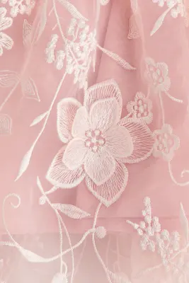 Robe brodée en organza - Rose clair/fleuri
