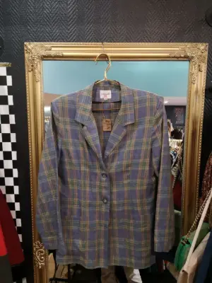 Blazer en lin à carreaux