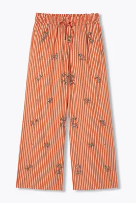 Pantalon large rayé perlé