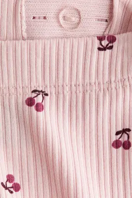 Ensemble imprimé 3 pièces en coton - Rose clair/cerises