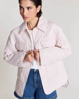 Veste Hortensia rayures rose clair et écru