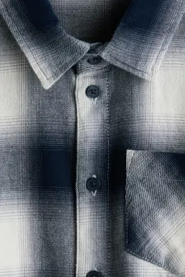 Chemise en flanelle de coton - Gris/carreaux