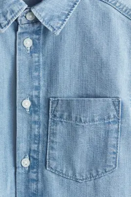 Chemise à manches courtes en denim - Bleu denim clair