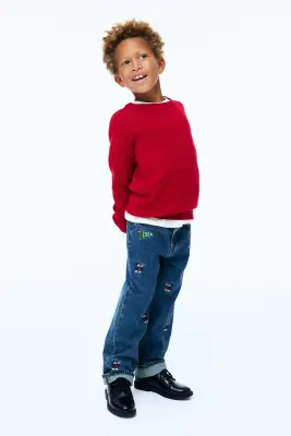 Jean loose avec détails brodés - Bleu denim/Mickey