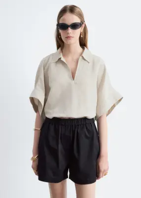 Short taille haute en coton - Noir