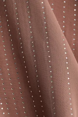 Jupe en mousseline ornée de strass - Vieux rose