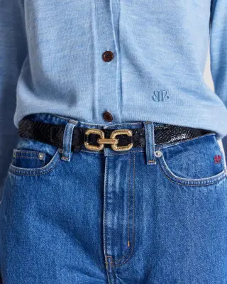 Ceinture Céane vernis embossé noir