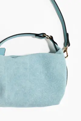 Sac crossbody en cuir velours - Bleu ancien clair