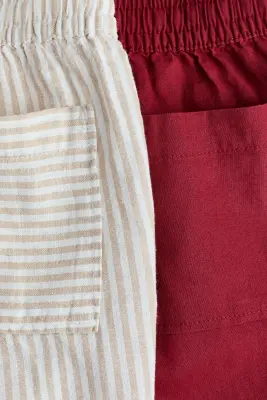 Lot de 2 shorts en lin mélangé - Rouge