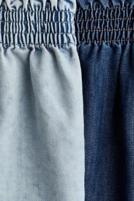 Lot de 2 shorts paper bag en denim - Bleu denim clair/bleu denim