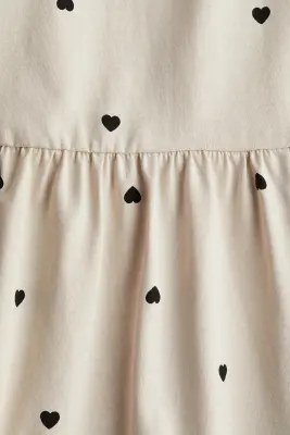Robe en jersey de coton - Beige clair/cœurs