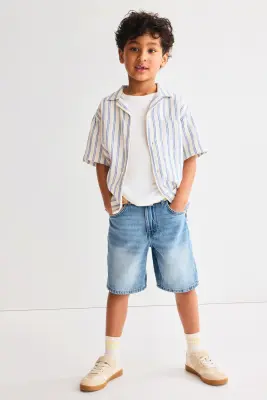 Short Loose Fit en denim - Bleu denim clair