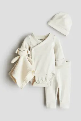 Coffret-cadeau 4 pièces en coton - Taupe clair