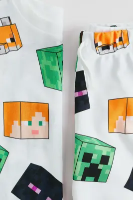 Ensemble 2 pièces imprimé - Blanc/Minecraft