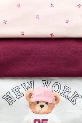 Lot de 3 T-shirts imprimés - Gris clair chiné/New York