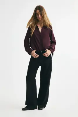 Blouse à encolure en V - Violet foncé