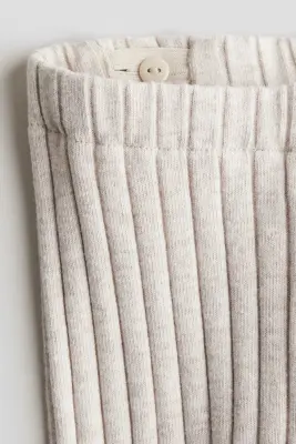 Legging en coton à côtes larges - Beige clair