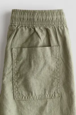 Pantalon en lin mélangé - Vert kaki
