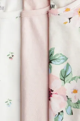 Lot de 3 tops en coton - Blanc/fleuri