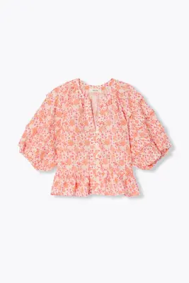 Chemise fleurie manches ballon