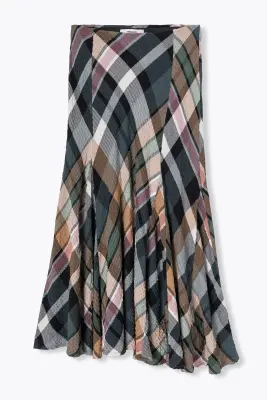 Jupe midi à carreaux Femme