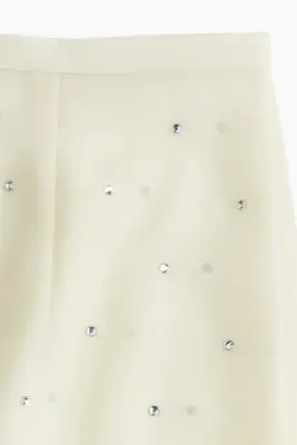 Jupe ornée de strass - Beige clair