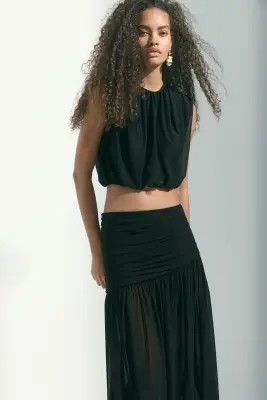 Jupe maxi vaporeuse - Noir